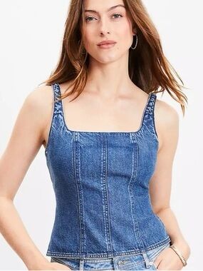 LOFT Denim Corset Top Size 10